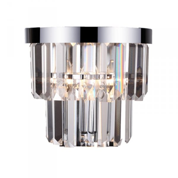 KINKIET SZKLANY KRYSZTAŁOWY GLAMOUR CHROM DO SALONU SYPIALNI LIGHT PRESTIGE VETRO  LP-2910/1W