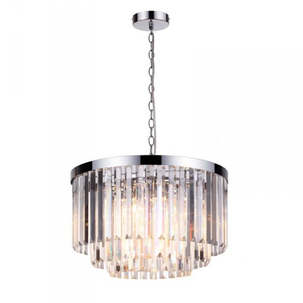 ŻYRANDOL GLAMOUR SZKLANY KRYSZTAŁOWY LAMPA WISZĄCA CHROM DO SYPIALNI SALONU LIGHT PRESTIGE VETRO LP-2910/5P
