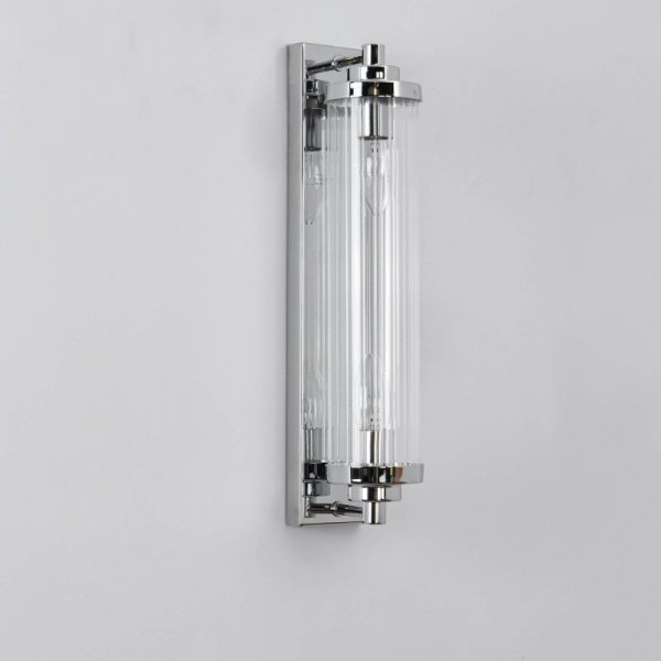 KINKIET CHROM SREBRNY SZKLANY GLAMOUR DO ŁAZIENKI SALONU SYPIALNI PIONOWY LIGHT PRESTIGE LORENZO LP-2960/1W CH PODWÓJNY