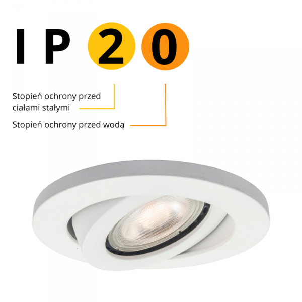 OPRAWKA HALOGENOWA WPUSZCZANA OCZKO OKRĄGŁE RUCHOME REGULOWANE BIAŁE LIGHT PRESTIGE LAGOS LP-440/1RS WH movable