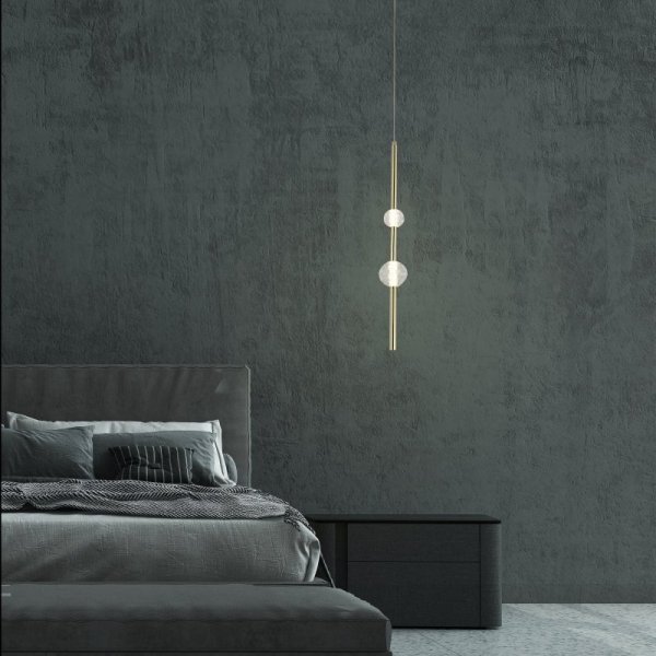 LIGHT PRESTIGE VAKU LP-719/2P GD LAMPA WISZĄCA ZŁOTA TUBA DEKORACYJNA PIONOWA KLOSZE KULE