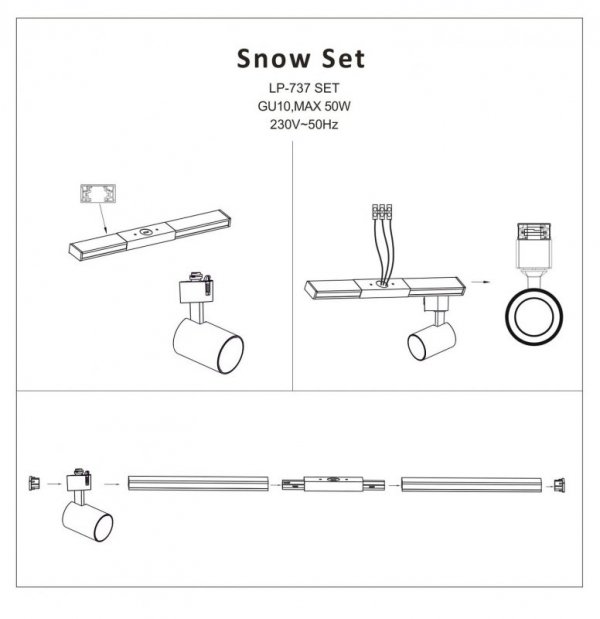 REFLEKTOR DO SZYNOPRZEWODU CZARNY LIGHT PRESTIGE SNOW 3-FAZOWY LP-731/1R 4W BK