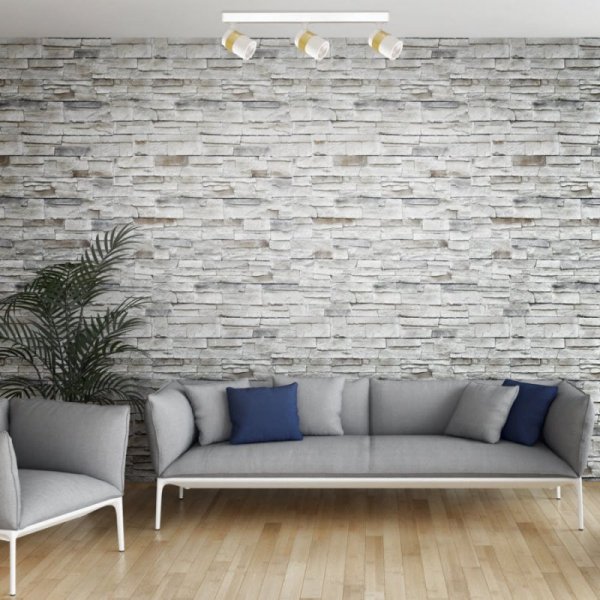 LAMPA SUFITOWA PLAFON SPOT BIAŁY ZE ZŁOTYM PIERŚCIENIEM POTRÓJNY REFLEKTOR LIGHT PRESTIGE ANILLO  LP-770/3W WH DO SALONU SYPIALNI KUCHNI ŁAZIENKI