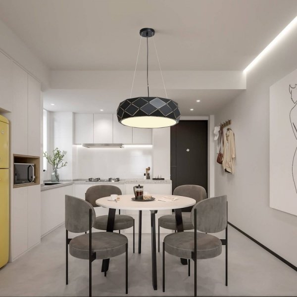 LAMPA WISZĄCA CZARNA DEKORACYJNA OKRĄGŁA DO SALONU SYPIALNI POKOJU NAD STÓŁ LIGHT PRESTIGE REUS LP-8069/1P BK