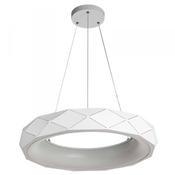 LAMPA WISZĄCA BIAŁA RING KOŁO OBRĘCZ DEKORACYJNA LED OKRĄGŁA DO SALONU SYPIALNI POKOJU LIGHT PRESTIGE REUS LP-8069/1P LED WH
