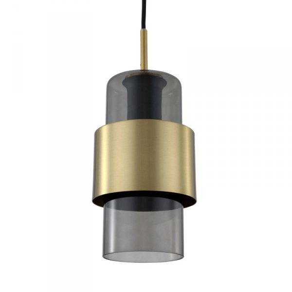 LAMPA WISZĄCA ZŁOTA KLOSZ DYMIONY GRAFITOWY SZKLANY NOWOCZESNA DO SALONU SYPIALNI POKOJU LIGHT PRESTIGE MIELE LP-866/1P L SM/GD POJEDYNCZA NAD STÓŁ