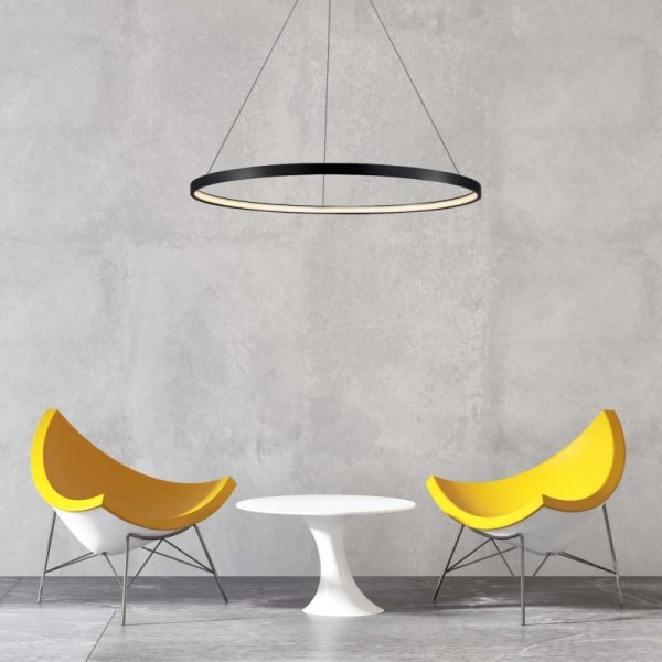 LAMPA WISZĄCA CZARNY RING KOŁO OBRĘCZ LED LIGHT PRESTIGE ZMIENNA BARWA ŚWIATŁA LP-909/1P L BK CCT