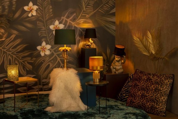 LAMPKA NOCNA STOŁOWA GORYL MAŁPKA Z KAPELUSZEM CZARNY ABAŻUR LUCIDE EXTRAVAGANZA GUST 10503/81/30