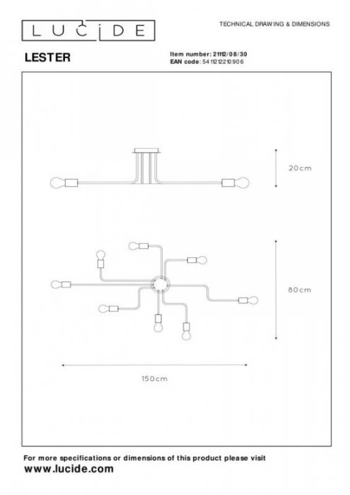LAMPA LOFT INDUSTRIALNA EDISON NA ŻARÓWKI DO SALONU POKOJU SYPIALNI LESTER 21112/08/30