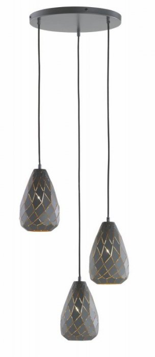 LAMPA WISZĄCA NA KOLE NAD STÓŁ DEKORACYJNA ANTRACYT ZE ZŁOTYM ŚRODKIEM DO SALONU JADALNI KUCHNI  ONYX 301300342 TRIO