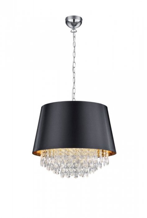LAMPA WISZĄCA GLAMOUR DO SALONU SYPIALNI CZARNA Z KRYSZTAŁKAMI LORELEY 309300302 TRIO