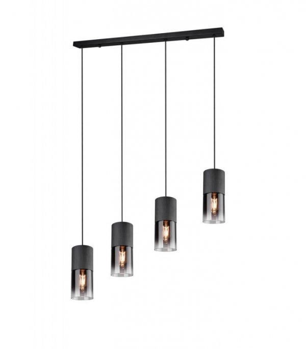 LAMPA WISZĄCA CZARNA SZKLANA NA LISTWIE KLOSZE DYMIIONE GRAFITOWE DO SALONU SYPIALNI NAD STÓŁ ROBIN ROBIN 310600432 TRIO DO JADALNI KUCHNI