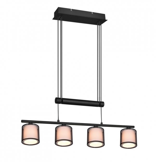 LAMPA WISZĄCA CZARNA Z ABAŻUREM MATERIAŁOWYM SO SALONU SYPIALNI BURTON 311400432 TRIO