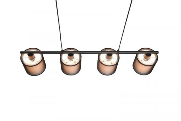 LAMPA WISZĄCA CZARNA Z ABAŻUREM MATERIAŁOWYM SO SALONU SYPIALNI BURTON 311400432 TRIO