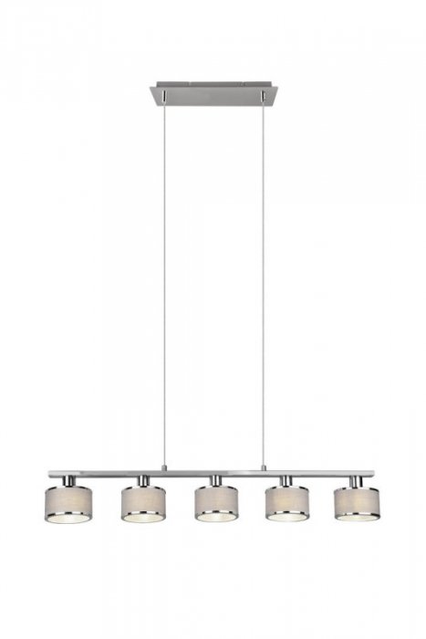LAMPA WISZĄCA CHROM Z ABAŻUREM NAD STÓŁ DO JADALNI SALONU  KAPRUN 311600506 TRIO