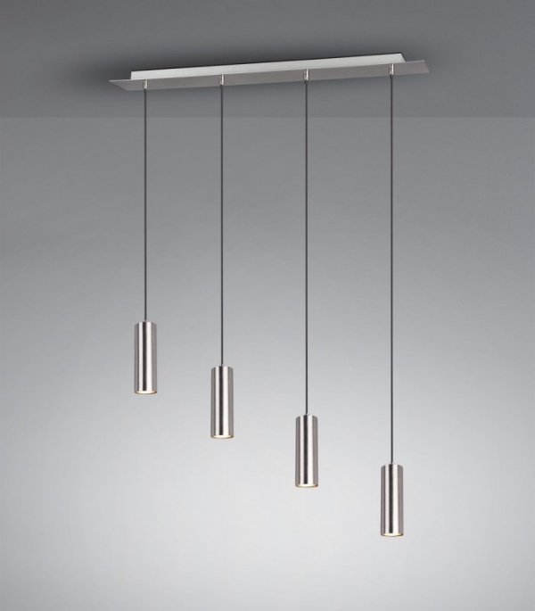 LAMPA WISZĄCA TUBY NAD STÓŁ BAR WYSPĘ SREBRNE MATOWE NIKIEL NOWOCZESNA DO SALONU JADALNI KUCHNI MARLEY 312400407 TRIO