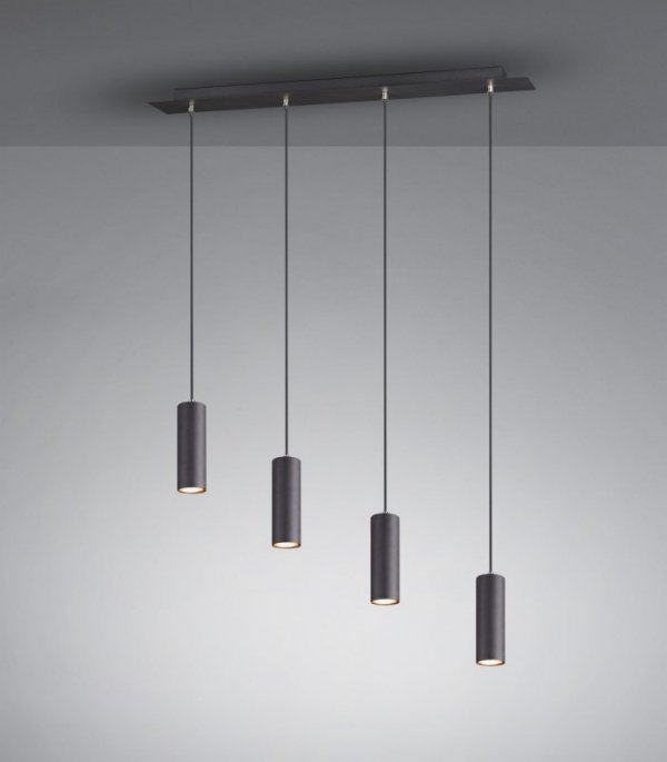 LAMPA WISZĄCA CZARNA NA LISTWIE TUBY DO JADALNI KUCHNI NAD STÓŁ MARLEY 312400432 TRIO