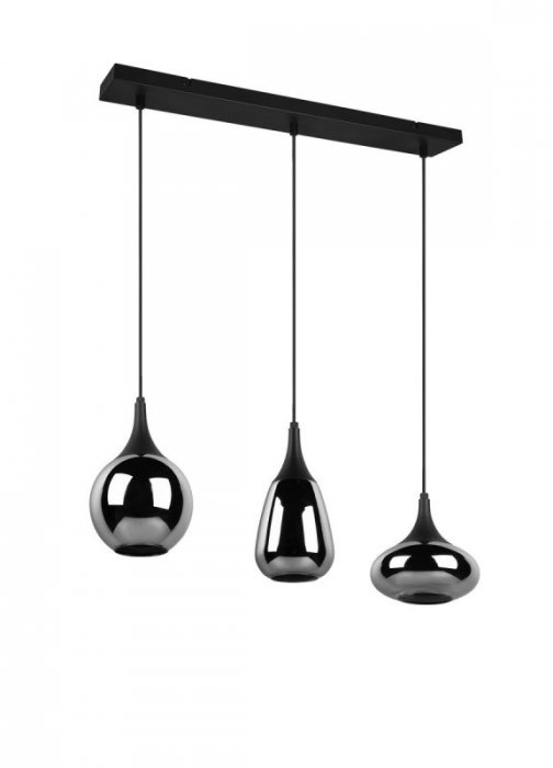 LAMPA WISZĄCA CZARNA SZKLANA NAD STÓŁ Z RÓŻNYMI KLOSZAMI SZKŁO CHROMOWANE NOWOCZESNA DO SALONU JADALNI NAD STÓŁ LUMINA 317000332 TRIO