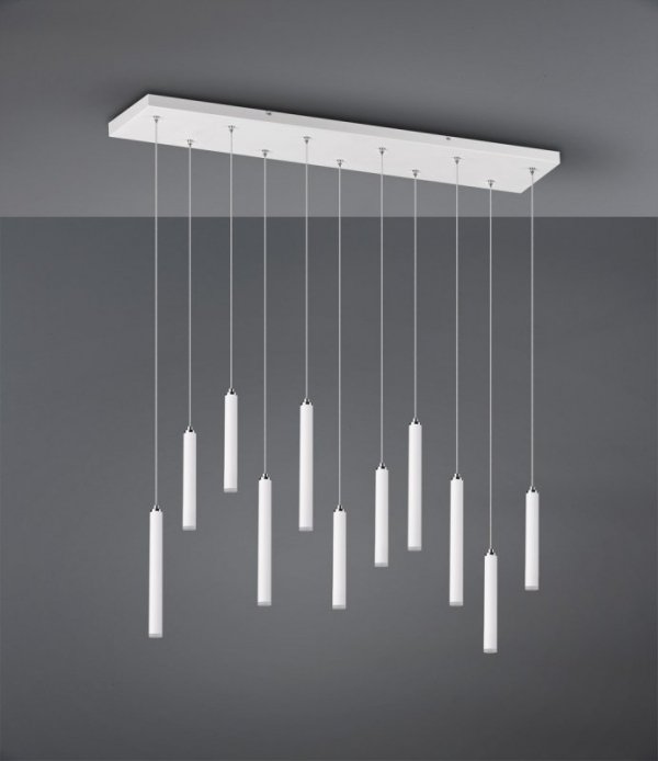 LAMPA WISZĄCA LED BIAŁA TUBY SOPLE NA LISTWIE DO SALONU SYPIALNI JADALNI  TUBULAR 321611131 TRIO