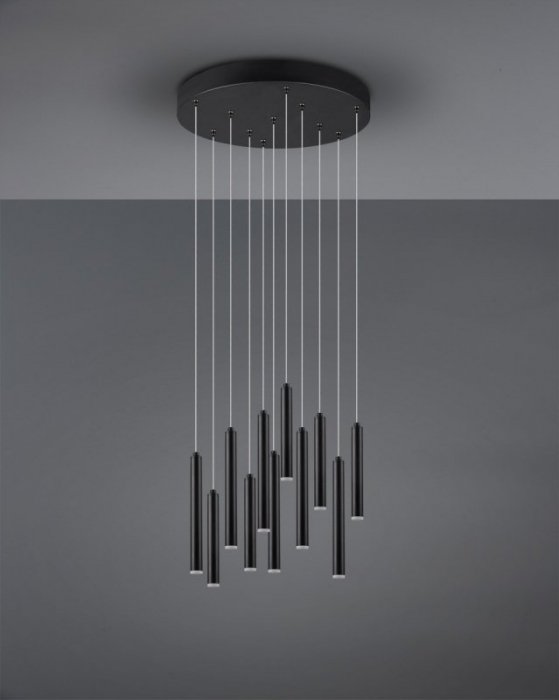 LAMPA WISZĄCA LED CZARNA TUBY SOPLE NA KOLE DO SALONU SYPIALNI JADALNI TUBULAR 321691132 TRIO