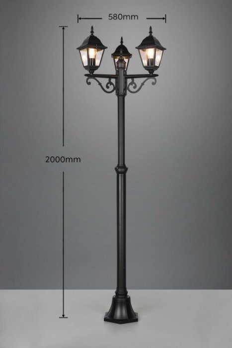 LAMPA ZEWNĘTRZNA OGRODOWA KLASYCZNA CZARNA LIVENZA 405760332 TRIO