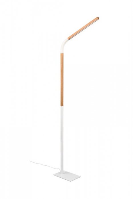 LAMPA PODŁOGOWA LED NOWOCZESNA Z DREWNEM DO SALONU POKOJU NORRIS 445210131 TRIO