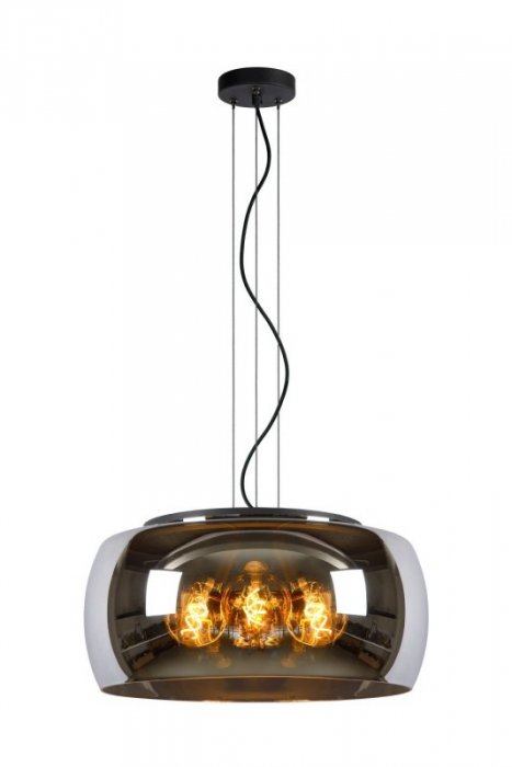 LAMPA WISZĄCA SZKLANA GLAMOUR DYMIONY SZKLANY KLOSZ GRAFITOWY LUCIDE OLIVIA 45401/50/65