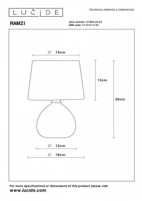 LAMPKA STOŁOWA NOCNA CERAMICZNA BRĄZOWA Z BEŻOWYM ABAŻUREM DO SALONU SYPIALNI LUCIDE RAMZI 47506/81/43