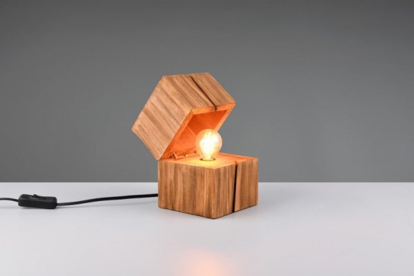 LAMPKA STOŁOWA NOCNA IMITACJA DREWNA DO SALONU SYPIALNI DEKORACYJNA TREASURE 514110130 TRIO