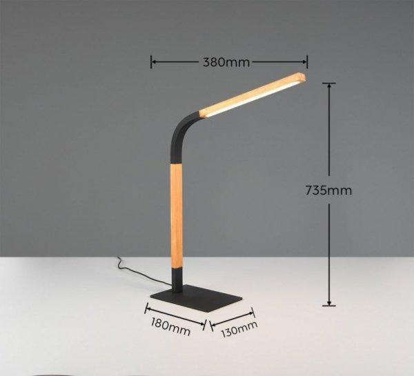 LAMPKA STOŁOWA BIURKOWA NOWOCZESNA LED Z DREWNEM NORRIS 545210132 TRIO