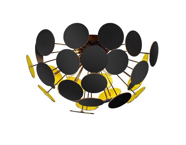 LAMPA SUFITOWA PLAFON DEKORACYJNY CZARNO ZŁOTY DO SALONU SYPIALNI POKOJU DISCALGO 609900332 TRIO