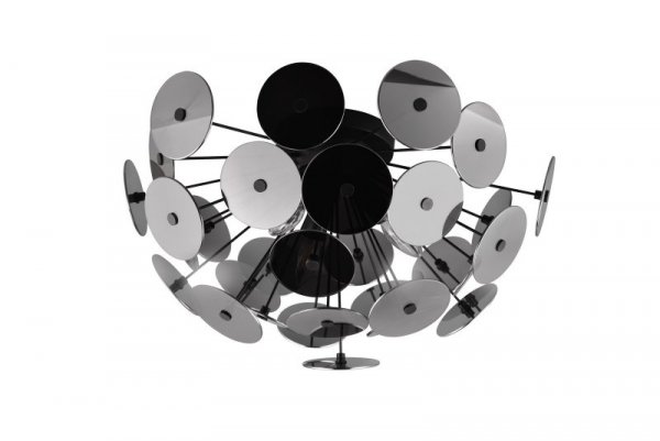 LAMPA SUFITOWA PLAFON DEKORACYJNY CZARNY SZKŁO CHROMOWANE DO SALONU SYPIALNI POKOJU DISCALGO 609900357 TRIO