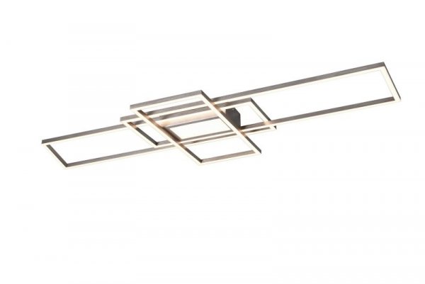 LAMPA SUFITOWA LED SREBRNA NA PILOTA NOWOCZESNA PLAFON RAMKI PROSTOKĄTY KDWADRATY DO SALONU KUCHNI SYPIALNI IRVINE 620010407 TRIO