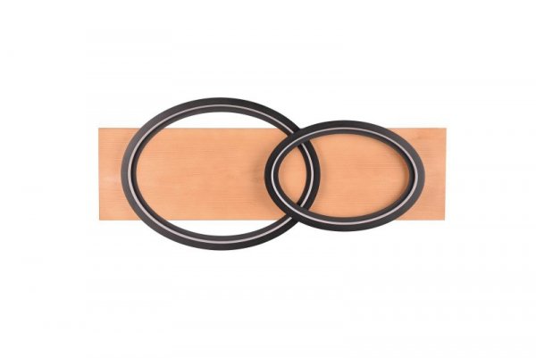 LAMPA SUFITOWA PLAFON DREWNIANY LED NOWOCZESNY KOŁA RINGI OBRĘCZE LAMPA CZARNA EKO NATURAL DO SALONU SYPIALNI KUCHNI BARCA 641110232 TRIO