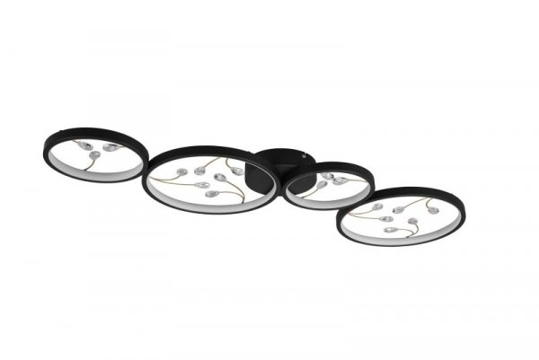 LAMPA SUFITOWA LED CZARNA NOWOCZESNA Z KRYSZTAŁKAMI DEKORACYJNA DO SALONU SYPIALNI POKOJU GROOVY 642110432 TRIO