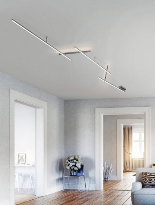 LAMPA SUFITOWA LED NOWOCZESNA ROZŁOŻYSTA REGULOWANA DO DŁUGIEGO POKOJU SALONU INDIRA 674610507 TRIO
