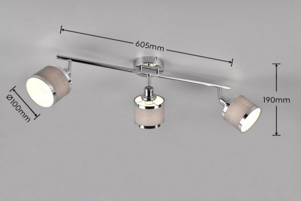 KINKIET PLAFON SPOT REFLEKTOR CHROM Z ABAŻUREM DO SALONU POKOJU SYPIALNI AROSA 812100306 TRIO