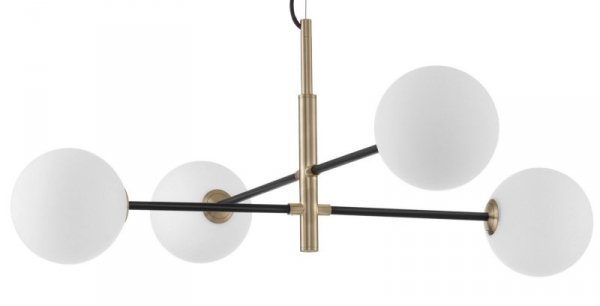 LAMPA WISZĄCA CZARNO ZŁOTA Z KULAMI KLOSZE KULE BIAŁE MLECZNE DO SALONU SYPIALNI LUCES EXCLUSIVAS PLATO LE41769