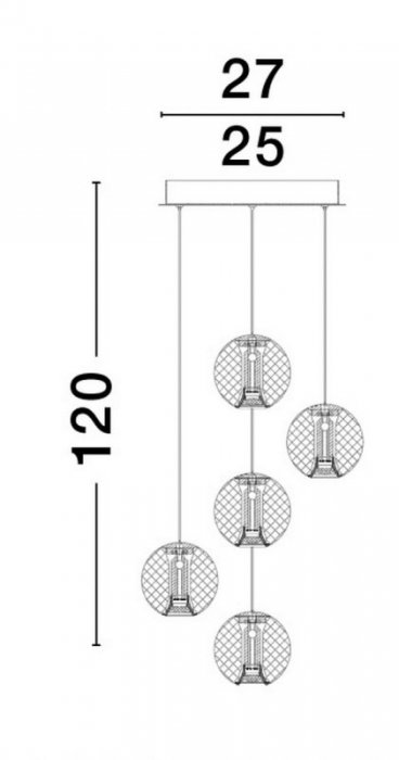 LAMPA WISZĄCA LED ZŁOTA NA KOLE KULE DEKORACYJNE AKRYL PRZEŹROCZYSTE DO SALONU JADALNI SYPIALNI POTRÓJNA NA KOLE LUCES EXCLUSIVAS CANA LE42693