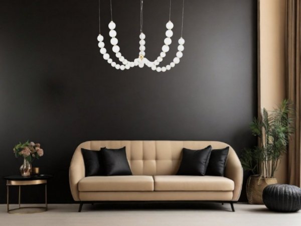 LAMPA WISZĄCA ZŁOTA KULE BIAŁE PERŁY GLAMOUR DESINGERSKA DO SALONU POKOJU LUCES EXCLUSIVAS MOCA LE42746
