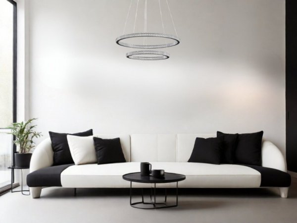 LAMPA WISZĄCA LED CZARNE KOŁA RINGI DEKORACYJNE GLAMOUR DO SALONU SYPIALNI LUCES EXCLUSIVAS TEPIC LE42821