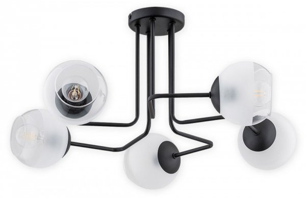 LAMPA SUFITOWA CZARNA MATOWA SZKLANE KULE LEMIR PINOX