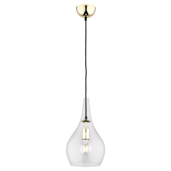 LAMPA WISZĄCA SZKLANA TRANSPARENTNA ZŁOTA MOSIĄDZ ARGON SANTANA 4045