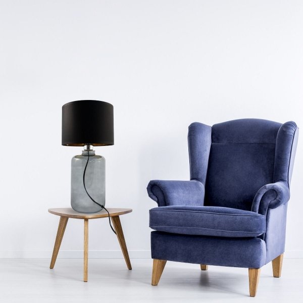 ZUMA LINE LAMPA STOŁOWA CZARNO ZŁOTY ABAŻUR SAMASUN GFRAFIT 5505BKGO