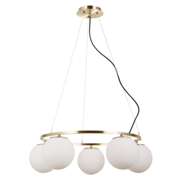 ITALUX LAROSA PND-33453-5-ABR LAMPA WISZĄCA PATYNA BRĄZ ANTYCZNY BIAŁE KULE SZKLAE NA KOLE