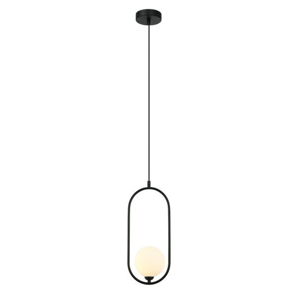ITALUX LUPUS PND-3965-1-BK LAMPA WISZĄCA CZARNA KLOSZ KULA BIAŁA
