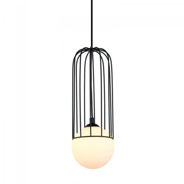 ITALUX SIMON MDM-3938/1 BK LAMPA WISZĄCA DRUCIANA CZARNA KULA BIAŁA