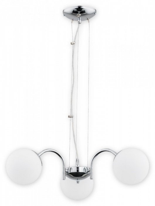 LAMPA WISZĄCA CHROM NOWOCZESNA KULE SZKLANE BIAŁE LEMIR NOL