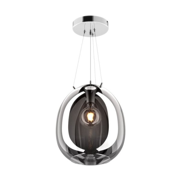 LAMPA WISZĄCA CHROM SZKLANA CZARNY KLOSZ P19066B-D38 MOON ZUMA LINE