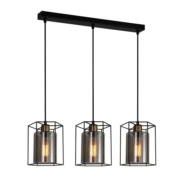 ITALUX KALULA PND-78901-3-BK+SG LAMPA WISZĄCA NOWOCZESNA CZARNA DO JADALNI 